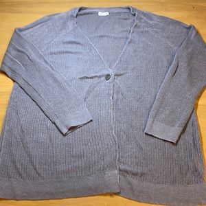 Garnet Hill Gray Organic Linen Cardigan Sweater